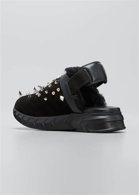 Givenchy Marshmallow Spike Suede Slingback Clogs